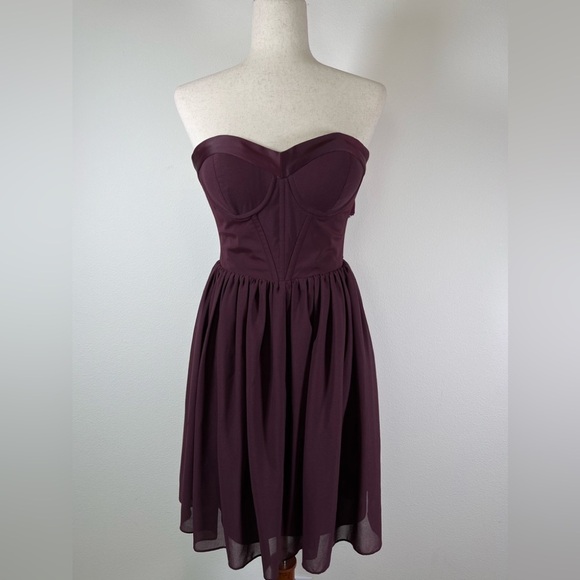ERIN by Erin Fetherston Corset Dress Size 0 Strapless Deep Purple Sweetheart - Picture 1 of 16